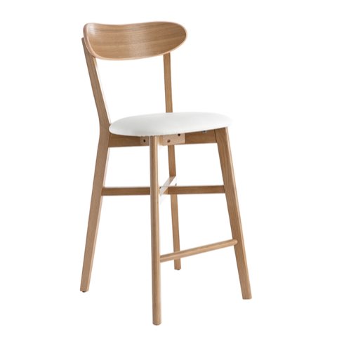 chaises tabourets de cuisine pas cher moderne Tabouret de bar vintage bois clair et blanc H65 cm