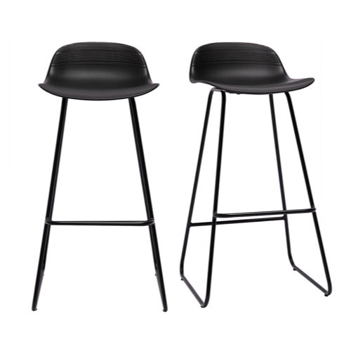 chaises tabourets de cuisine pas cher moderne Tabourets de bar design noirs H71 cm (lot de 2)