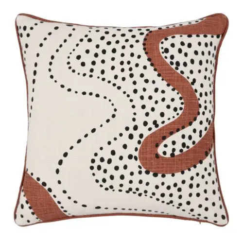 chambre adolescent deco pas cher Housse de coussin en coton motifs écrus, noirs et terracotta