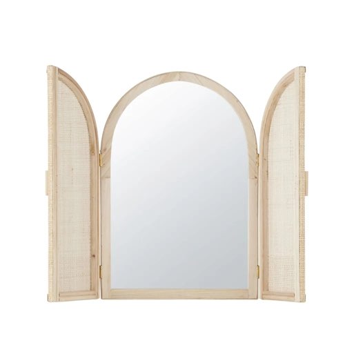 chambre adolescent deco pas cher Miroir persiennes en cannage beige 