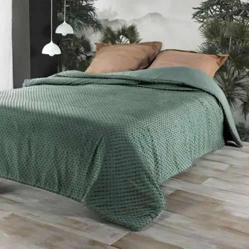 chambre adulte vert sauge maisons du monde Dessus de lit polyester vert sauge 250x260cm