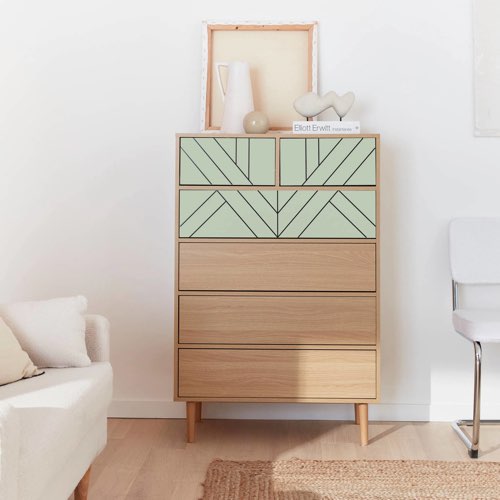 chambre adulte vert sauge maisons du monde Commode décor bois vert d'eau - 6 tiroirs