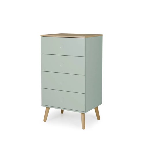 chambre adulte vert sauge maisons du monde Petit meuble de rangement en bois 4 tiroirs H98cm vert d'eau