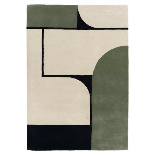chambre deco design couleur vert sauge Tapis rectangulaire en laine 