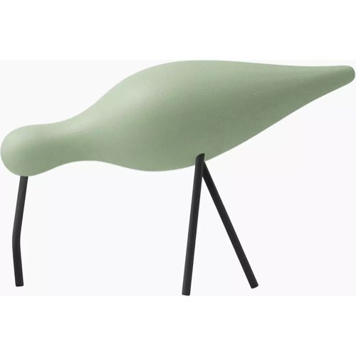 chambre deco design couleur vert sauge Oiseau en chêne vert amande et pieds en acier noirs