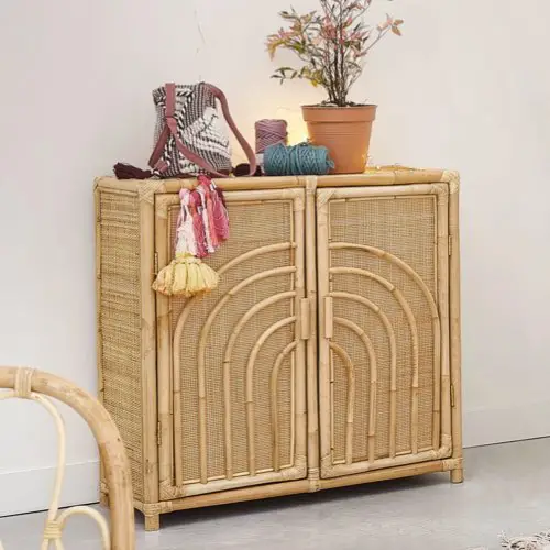 chambre enfant deco scandinave maisons du monde Cabinet de rangement 2 portes cannage en rotin