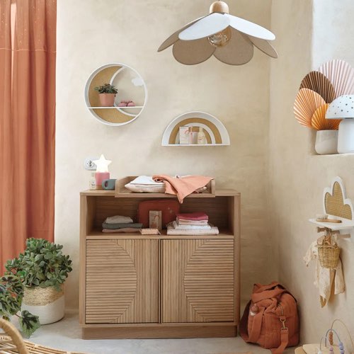 chambre enfant deco scandinave maisons du monde Etagère murale arc-en-ciel écrue