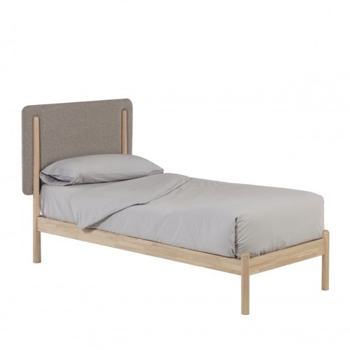 chambre enfant style scandinave beau meuble Lit 1 place 90x190cm gris et bois naturel avec tête de lit