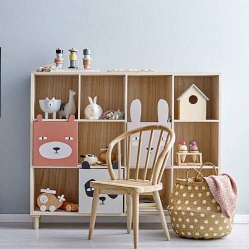 chambre enfant style scandinave beau meuble Bibliothèque enfant en bois 107x89,5cm animaux rangement