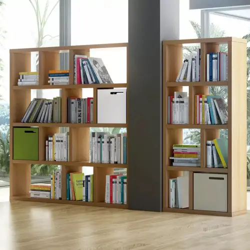 cloison amovible design Bibliothèque en chêne naturel à 4 niveaux
