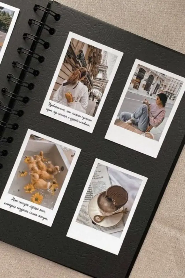 creer carnet de voyage souvenirs polaroid 4 photos sur une page annotation facile gain de temps