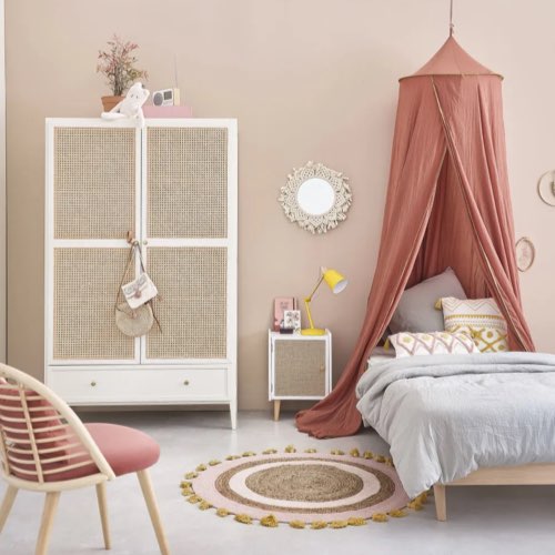 deco chambre enfant cocon ciel de lit Ciel de lit bébé terracotta à liseré doré