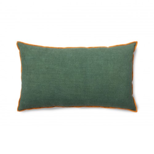 deco chic chambre couleur vert sauge Coussin lin et coton bord contrastant 35x60 cm