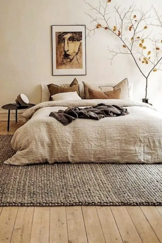 deco ecru exemple association couleur palette camaïeux marron beige ivoire crème chambre à coucher adulte slow living