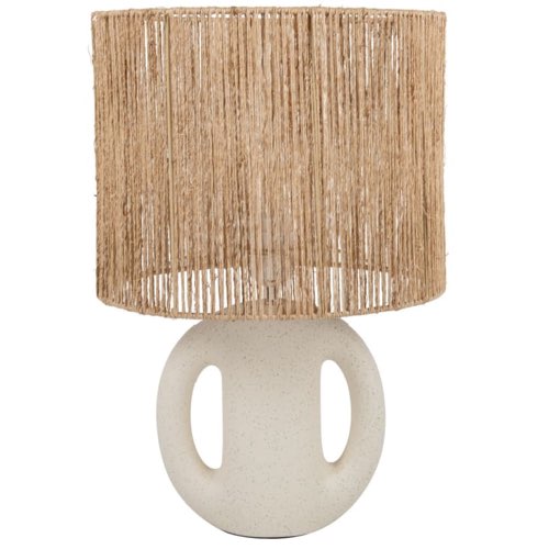 deco et meuble couleur ecru moderne Lampe en céramique écrue et abat-jour en jute marron