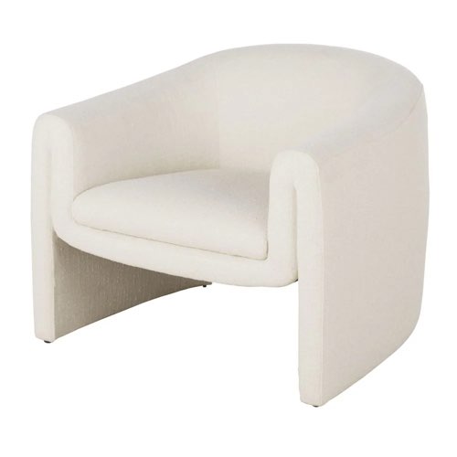 deco et meuble couleur ecru moderne Fauteuil tissu écru effet laine bouclée