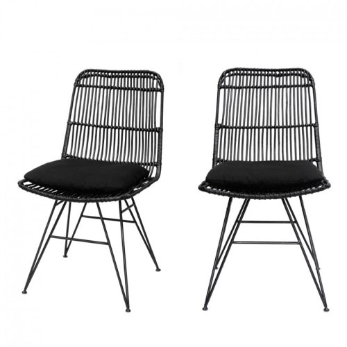 deco et petit meuble noir design Lot de 2 chaises design en rotin