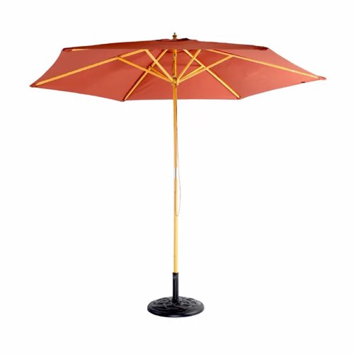 deco jardin couleur terracotta pas cher Parasol droit rond en bois 3m