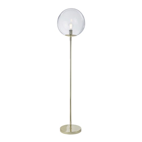 deco meuble salle a manger design chic Lampadaire globe en verre et métal doré H160 cm