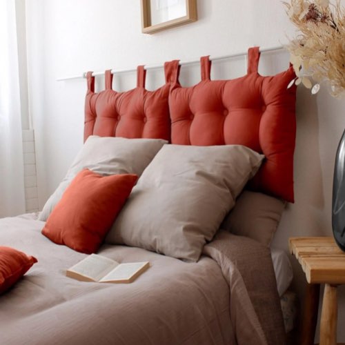 deco mobilier chambre adulte couleur terracotta Tête de lit capitonnée terracotta