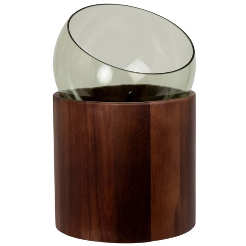 deco petite chambre adulte pas cher Lampe en bois d'acacia et verre transparent