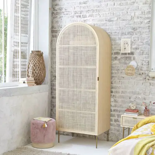 deco petite chambre adulte pas cher Armoire 1 porte cannage en rotin