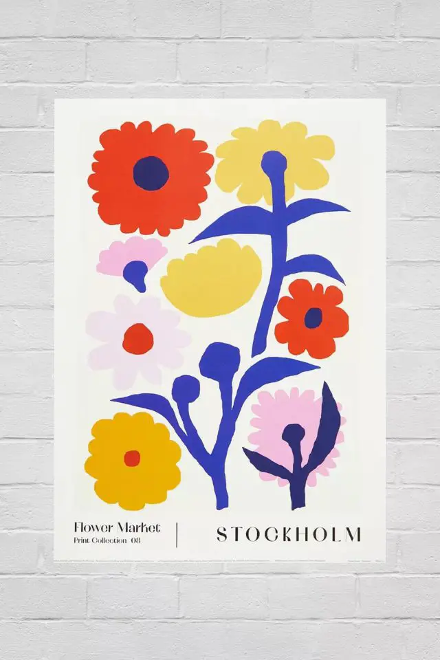deco rangement chambre premier appartement pas cher Affiche imprimée 30x40 Flower Market Stockholm