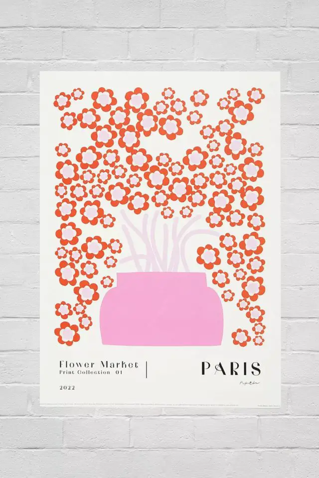 deco rangement chambre premier appartement pas cher Affiche imprimée 30x40 Flower Market Paris