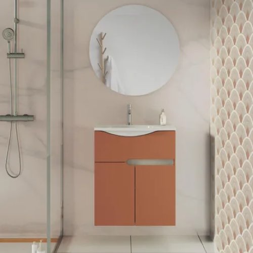 deco salle de bain couleur terracotta Meuble simple vasque