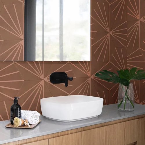 deco salle de bain couleur terracotta Carrelage mur effet ciment terracotta