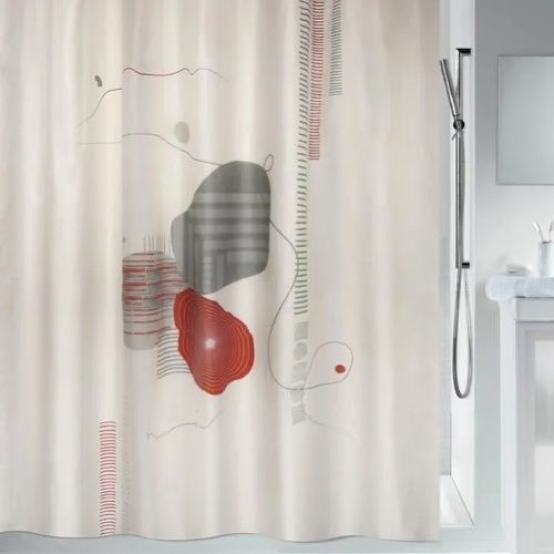 deco salle de bain couleur terracotta Spirella Rideau de douche Polyester TEIVA 180x200cm Terracotta & Ecru