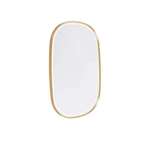 deco salle de bain pratique Miroir de salle de bain ovale doré avec LED avec variateur tactile