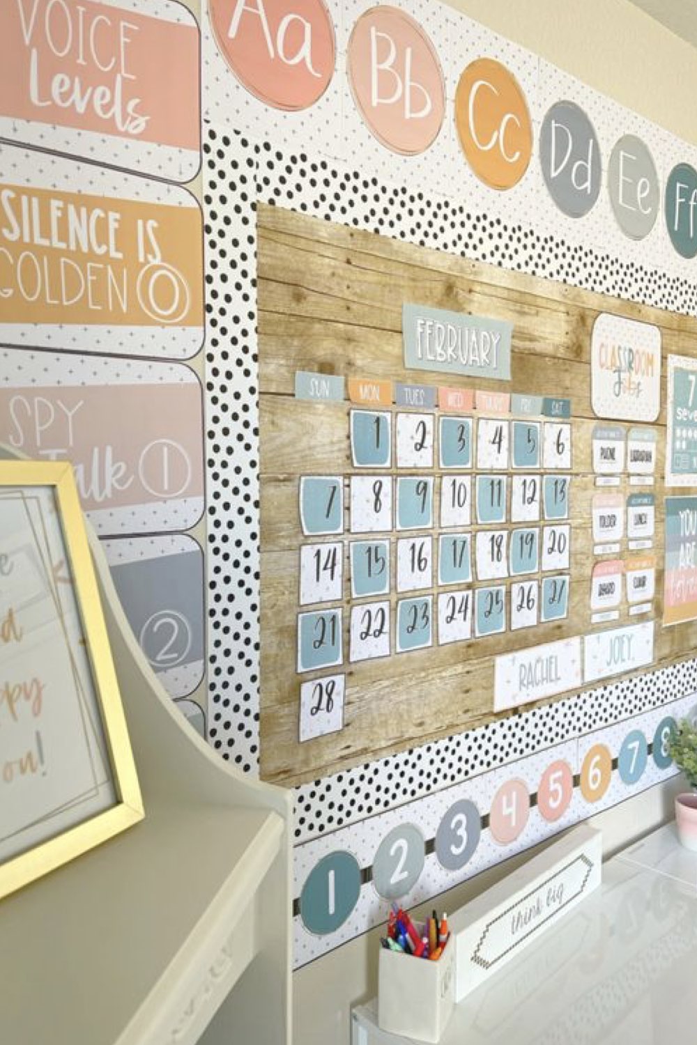 idee amenagement classe professeur des ecoles décor mur de salle alphabet calendrier règles de la classe couleur ludique