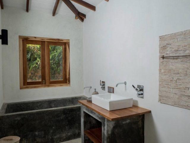 logement vacances luxe sri lanka meuble de salle de bain en béton ciré