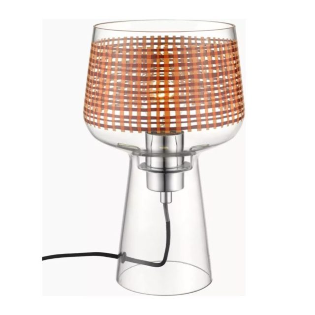 luminaire design salon sejour Lampe à poser en verre et motif rouge