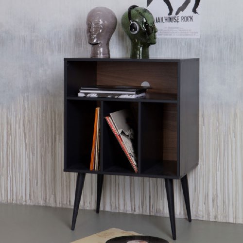 meuble deco chambre ado bonne qualite Meuble de rangement disques vinyles en bois