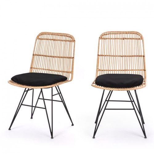 meuble deco cuisine style slowlife scandi Lot de 2 chaises design en rotin