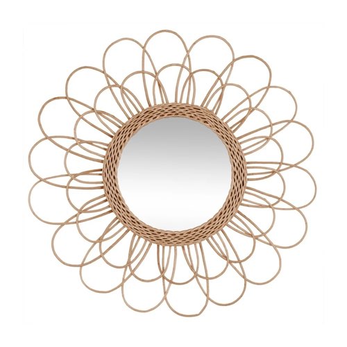 meuble deco rotin pas cher Miroir en rotin fleur D56cm