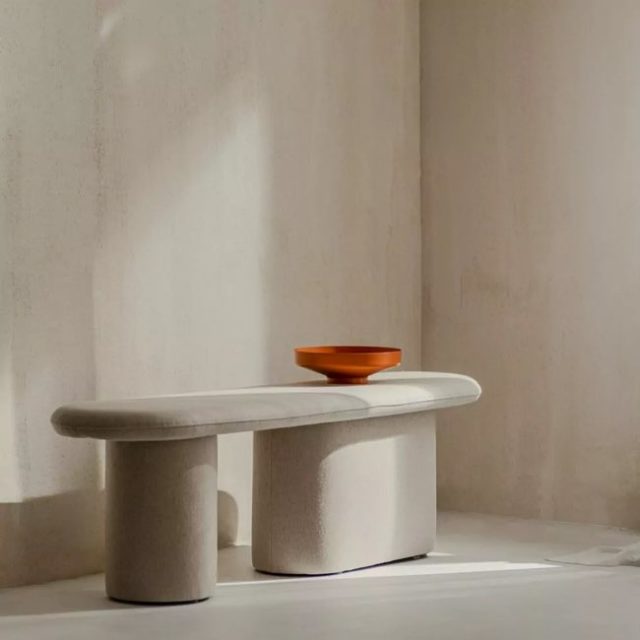 meuble design minimaliste salon Banc avec laine beige classique