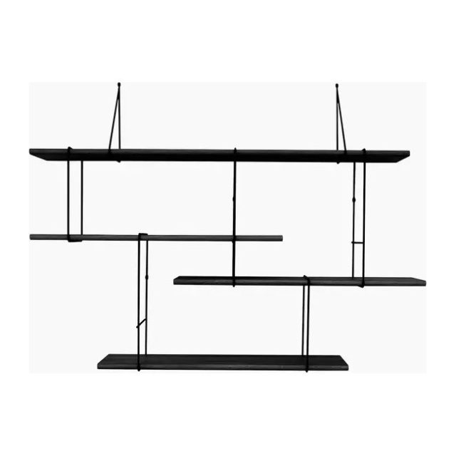 meuble design minimaliste salon Étagère en frêne et acier noir setup 1 Link