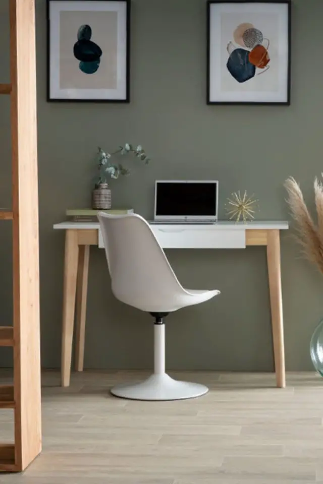 meuble enfant bureau bonne qualite Bureau avec tiroir scandinave blanc et bois clair L110 cm
