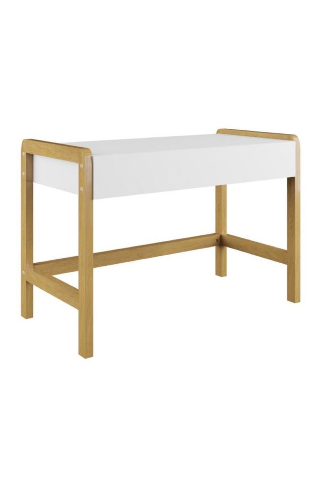 meuble enfant bureau bonne qualite Bureau enfant scandinave blanc mat et bois clair chêne L100 cm