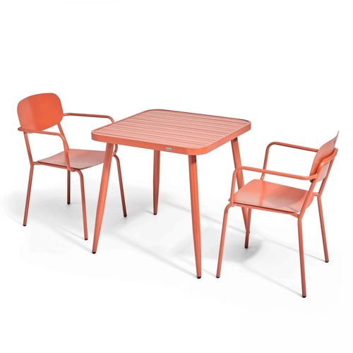 meuble jardin couleur terracotta maisons du monde Ensemble table de jardin et 2 fauteuils en aluminium terracotta