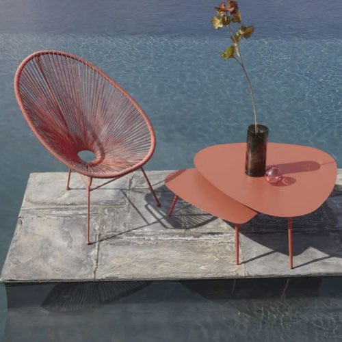 meuble jardin couleur terracotta maisons du monde Tables gigognes de jardin en métal terracotta mat