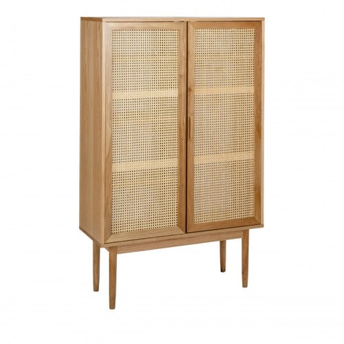 meuble petite chambre adulte moderne Armoire 2 portes en bois et cannage