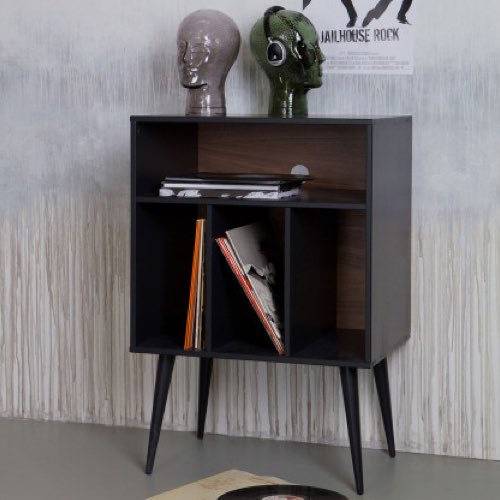 meuble rangement disque vinyle bonne qualite Meuble de rangement disques vinyles en bois couleur noir