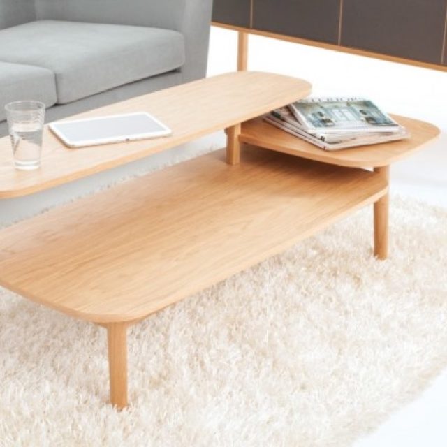 meuble salon design minimaliste Table basse en bois 3 plateaux