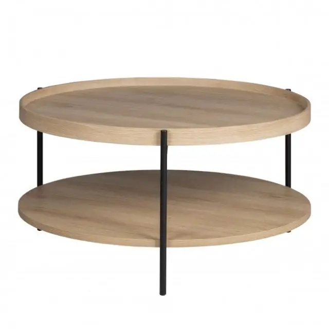 meuble salon design minimaliste Table basse ronde en bois et métal ø80cm