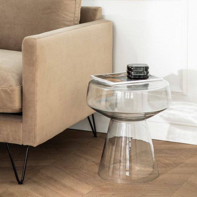 meuble salon design minimaliste Table d'appoint ronde en verre ø37cm