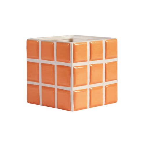 meubles mid century modern design et plantes Pot de fleurs Tile Small céramique orange